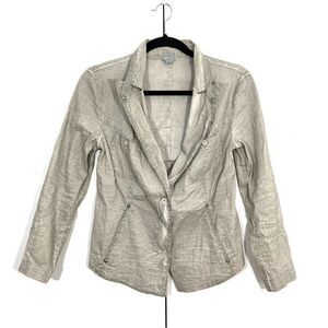 Transit Par Such Shirt Jacket Women Sz‎ 3 Green Textured Y2K V Neck Long Sleeve